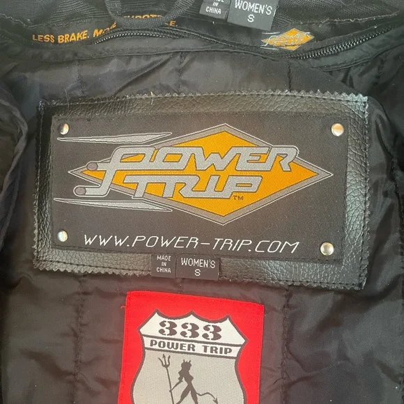 POWER TRIP MOTORCYCLE JACKET WITH AMOR BACK , ELBOW, SHOULDER PADDED PROTECTION - Picture 7 of 8
